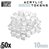 GSW Gaming Cubes 10mm - TRANSPARENT (Pack x50) Green Stuff World