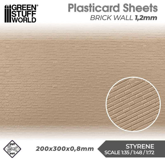 GSW ABS Plasticard Sheet - Brick Wall 1.2mm Plasticard Green Stuff World 