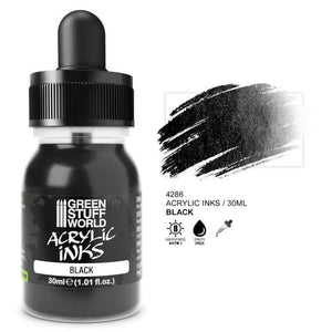 GSW Acrylic Inks Opaque - BLACK 30 ml Inks Opaque Green Stuff World 