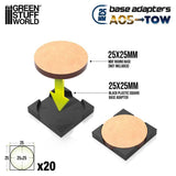 GSW Base Adapter - Round 25mm to Square 25mm (Pack x 20) Bases Green Stuff World 