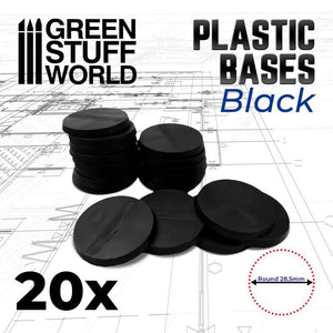 GSW Black Plastic Round Base 28.5mm Bases Green Stuff World 