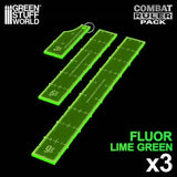 GSW Combat Ruler Pack (6'', 9'', 1-2-3) - Fluor Lime Green (Pack x3) Gaming Tools Green Stuff World 