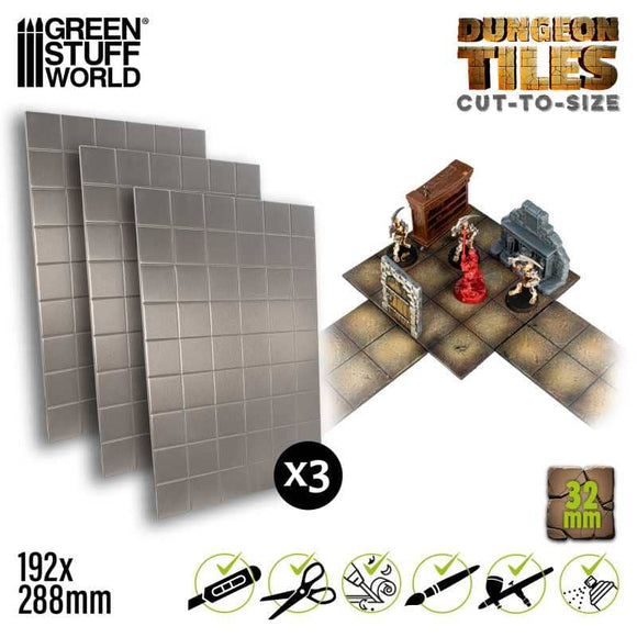 GSW Dungeon Tiles 32mm - A4 (Pack x3) Gaming Tools Green Stuff World 