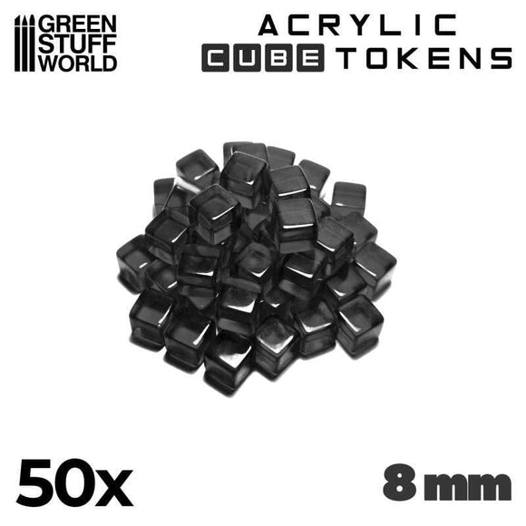 GSW Gaming Cubes 8mm - CLEAR BLACK (pack x50) Gaming Tools Green Stuff World 