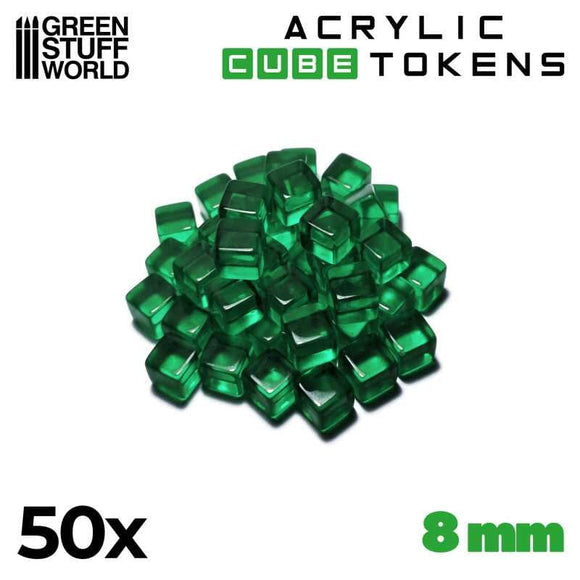 GSW Gaming TOKENs - Green Cubes 8mm (pack x50) Gaming Tools Green Stuff World 