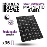 GSW Magnetic Precut Sizes - Adhesive Rectangular 25x50mm Magnetic Sheet Green Stuff World 
