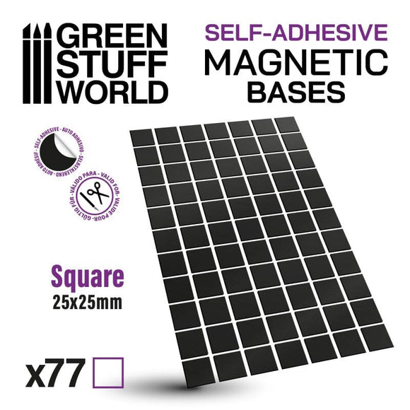 GSW Magnetic Precut Sizes - Adhesive Squares 25x25mm Magnetic Sheet Green Stuff World 