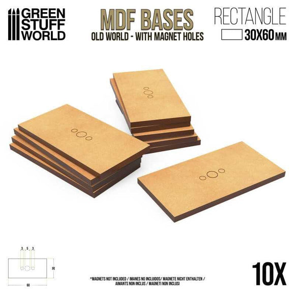 GSW MDF Rectangular Base - 30x60mm (Pack x10) Old World Bases Green Stuff World 