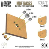 GSW MDF Square Base - 30mm (Pack x20) Old World Bases Green Stuff World 