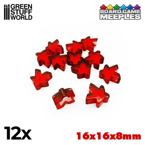 GSW Meeples 16x16x8mm - RED (Pack x12) Gaming Tools Green Stuff World 