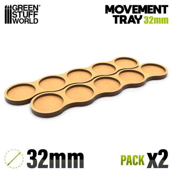GSW Movement Tray - round 5 line bases for 32mm (AOS) SKIRMISH (Pack x2) Movement Trays Green Stuff World 