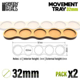 GSW Movement Tray - round 5 line bases for 32mm (AOS) SKIRMISH (Pack x2) Movement Trays Green Stuff World 