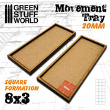 GSW Movement Trays 20mm Square Formation 8x3 Movement Trays Green Stuff World 