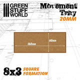 GSW Movement Trays 20mm Square Formation 8x3 Movement Trays Green Stuff World 