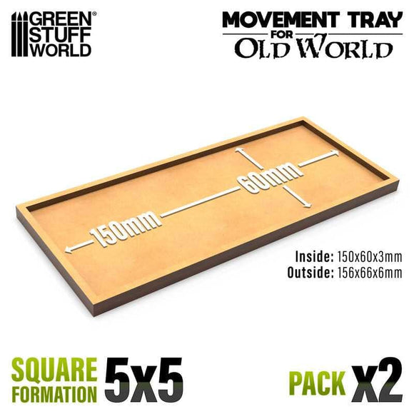 GSW Movement Trays Square Formation 150x60 (Pack x2) Old World Movement Trays Green Stuff World 