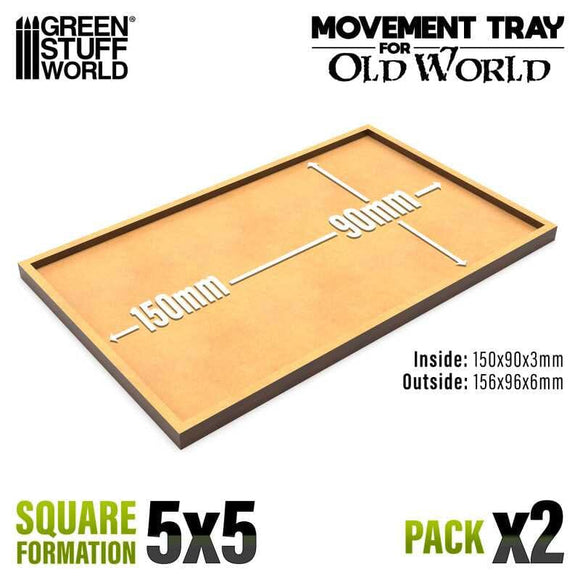 GSW Movement Trays Square Formation 150x90 (Pack x2) Old World Movement Trays Green Stuff World 