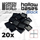 GSW Plastic HOLLOW bases - Square 25mm - PACKx20 Bases Green Stuff World 