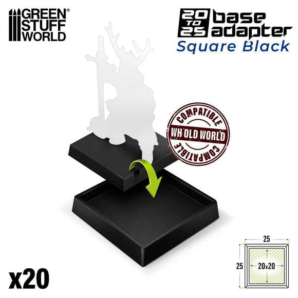 GSW Plastic HOLLOW bases - Square 25mm - PACKx20 Bases Green Stuff World 