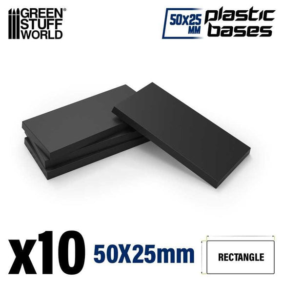 GSW Plastic Rectangular Base 25x50mm - PACKx10 Bases Green Stuff World 