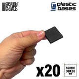 GSW Plastic Square Base 30mm - PACKx20 Bases Green Stuff World 