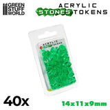 GSW Plastic Stones 12mm - GREEN (Pack x40) Gaming Tools Green Stuff World 