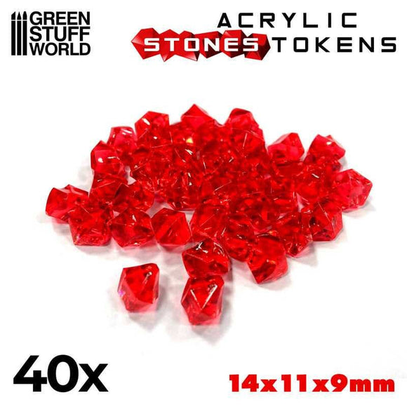 GSW Plastic Stones 12mm - RED (Pack x40) Gaming Tools Green Stuff World 