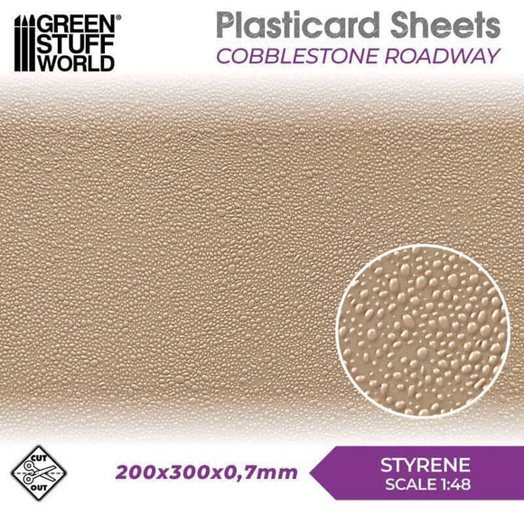 GSW Styrene Plasticard Sheet - Cobblestone-Roadway Plasticard Green Stuff World 