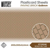 GSW Styrene Plasticard Sheet - Paving Brick 6x8mm Terrain Green Stuff World 