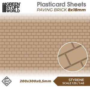 GSW Styrene Plasticard Sheet - Paving Brick 8x18mm Plasticard Green Stuff World 