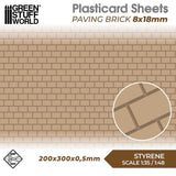 GSW Styrene Plasticard Sheet - Paving Brick 8x18mm Plasticard Green Stuff World 