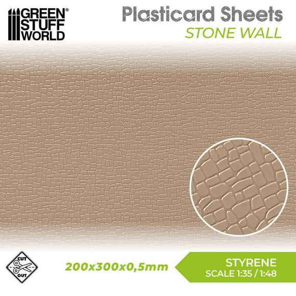 GSW Styrene Plasticard Sheet - Stone Wall Plasticard Green Stuff World 