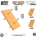 GSW MDF Rectangular Base 100x60mm - Pack4 (thickness 3mm) Green Stuff World