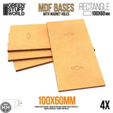 GSW MDF Rectangular Base 100x60mm - Pack4 (thickness 3mm) Green Stuff World