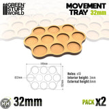 GSW MDF Movement Trays - Skirmish AOS 32mm 3x4x3 (Pack x2) Green Stuff World