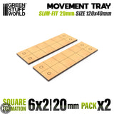 GSW Movement Trays SlimFit 6x2 Square 20mm (120x40) Green Stuff World