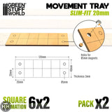 GSW Movement Trays SlimFit 6x2 Square 20mm (120x40) Green Stuff World