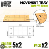 GSW  Movement Trays SlimFit 5x2 Square 25mm (125x50) Green Stuff World