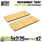 GSW  Movement Trays SlimFit 5x2 Square 25mm (125x50) Green Stuff World