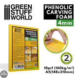 GSW Sculpting and Carving Foam 4mm (pack x2) - Size A5 (Balsa Foam) Green Stuff World