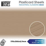 GSW Styrene Plasticard Sheet - Industrial cladding 5mm Green Stuff World