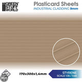 GSW Styrene Plasticard Sheet - Industrial cladding 9mm Green Stuff World