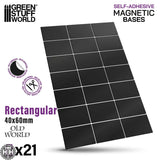 GSW Self Adhesive Magnetic Bases - Rectangular 40x60mm Green Stuff World