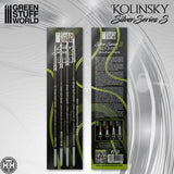 GSW Kolinsky Brushes - SHORT SILVER (SERIE-S) PACK x4 Green Stuff World