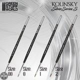 GSW Kolinsky Brushes - SHORT SILVER (SERIE-S) PACK x4 Green Stuff World