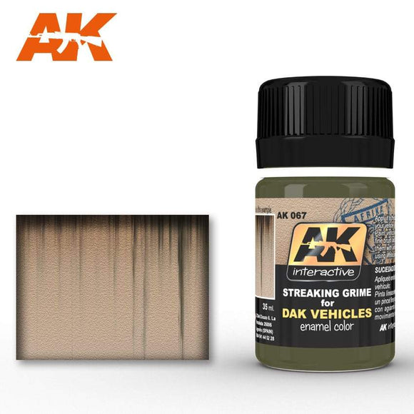 Ak-067 Streaking Grime For Afrika Korps Vehicles Weathering AK Interactive 