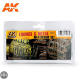 Ak-087 Engines And Metal Weathering Set AK Paint Sets AK Interactive