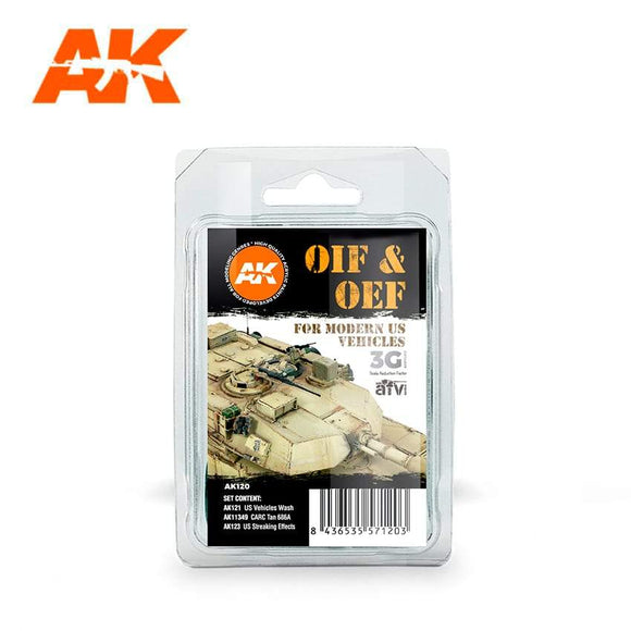 Ak-120 OIF & OEF - US Vehicles Weathering Set AK Paint Sets AK Interactive