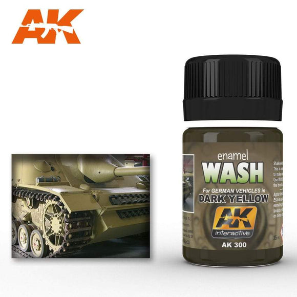 Ak-300 Wash For Dark Yellow Vehicles Weathering AK Interactive 