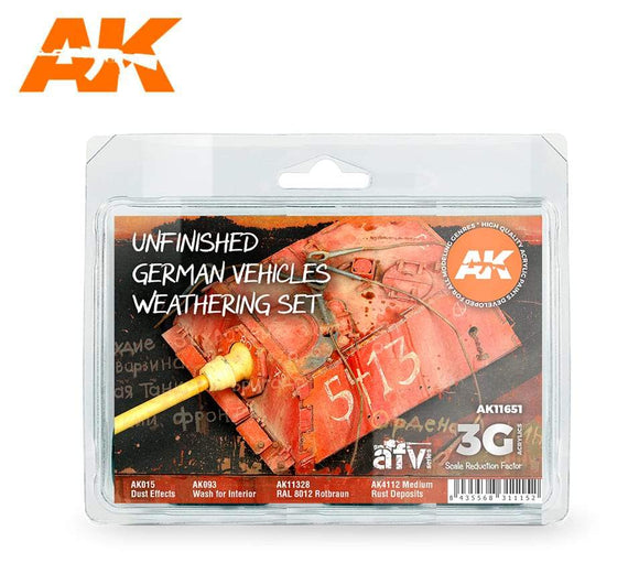 Ak-4176 Unfinished German Vehicles Weathering Set AK Paint Sets AK Interactive 