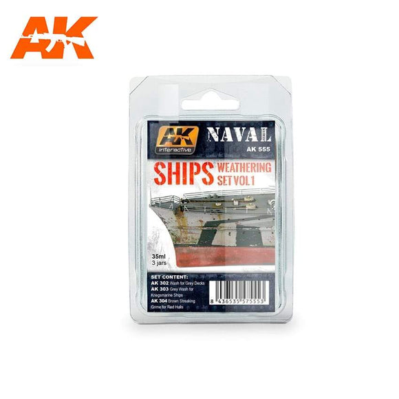 Ak-555 Ships Vol.1 Weathering Set AK Paint Sets AK Interactive